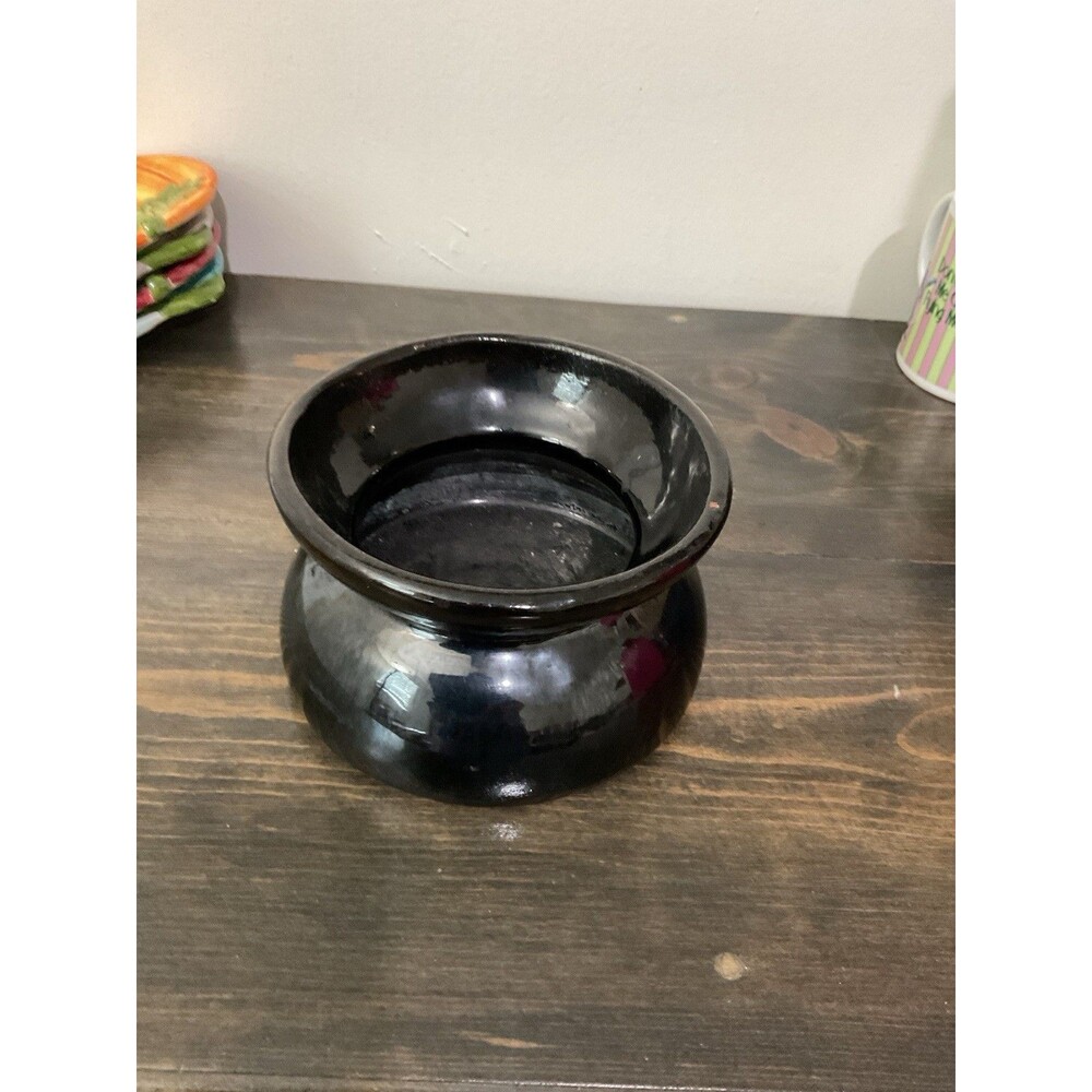 Vintage Black Art Pottery Spittoon / Planter
